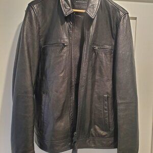 All Saints Black Track Leather Jacket Medium